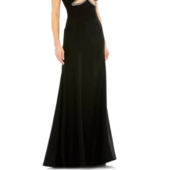 MAC DUGGAL CUTOUT EMBELLISHED COLUMN BLACK GOWN sz 8 - Picture 5 of 6
